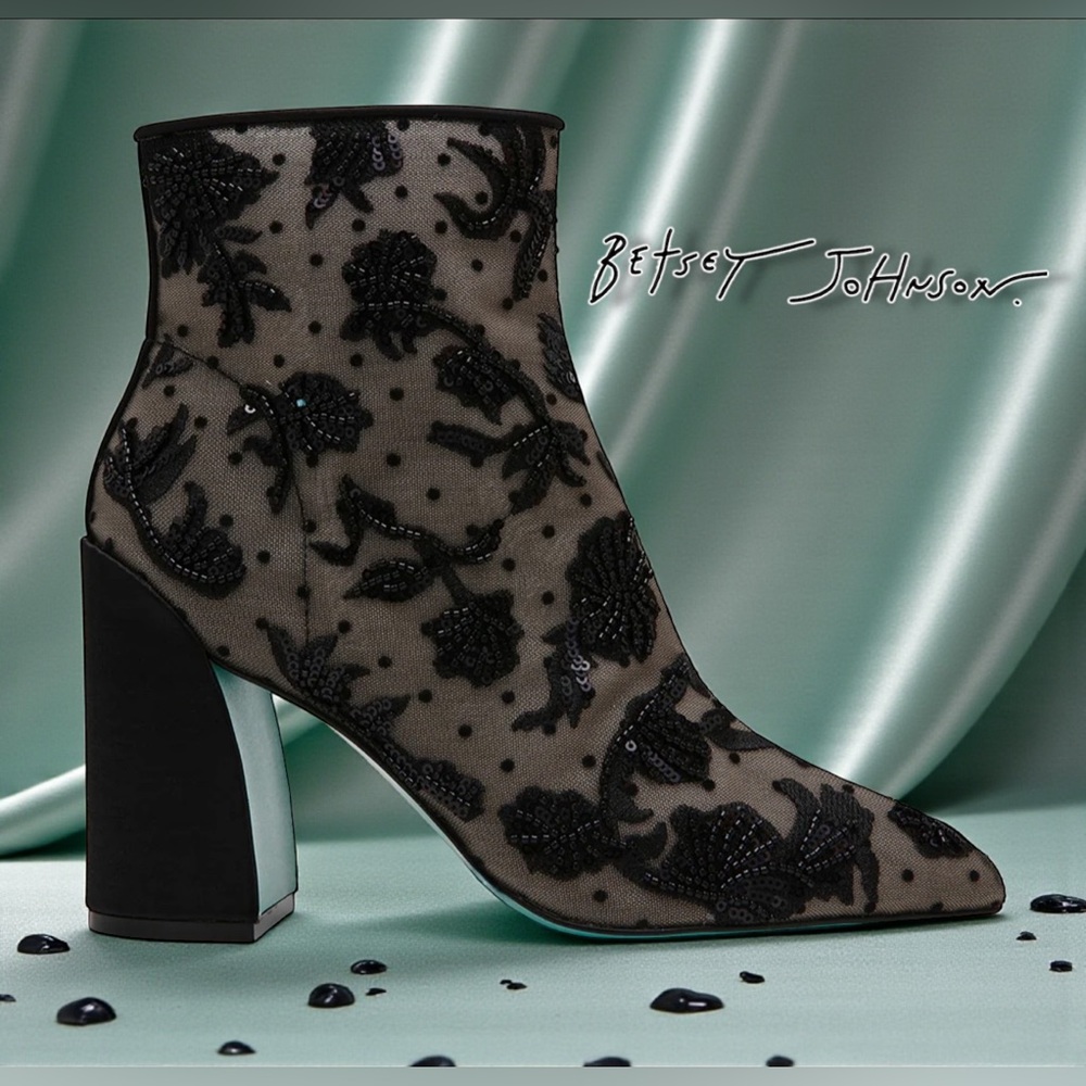 Betsey Johnson Size 6 Merri Beaded Mesh Booties NEW IN BOX!